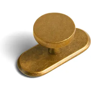 6 Pack Antique Brass Cabinet Knobs with Backplates, Vintage Drawer Knobs for Dresser, Mid Century Modern Kitchen Cabinet Pulls, Aged Bronze Decorative Furniture Hardware for Cupboard
