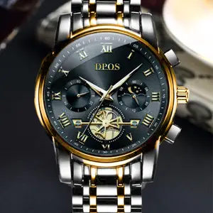 Must-have! Diameter 48mm Watch with Moon Phase & Chronograph Steel Strap Excellent Water Resistance for Business & Casual Wear