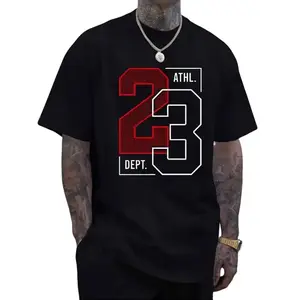 Men'S Casual "23" Pattern T-Shirt - White Short Sleeves, Crew Neck, Summer Fashion T-Shirt, Red and Black Print, Suitable for Casual Wear plus size