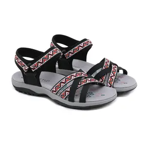 Summer Women's Beach Sandals with Adjustable Ankle Straps and Buckle Closure Breathable PU Fabric Upper Padded EVA Footbed Non-Slip Rubber Sole Retro Casual Style Ideal for Outdoor Activities - Footwear, Shoe
