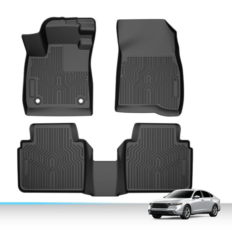Fit For Honda Accord 2008-2025 Front & 2nd Row Heavy Duty TPE Floor Mats Liners,All Weather Protection,Waterproof Anti-slip Durable Floor Mats,Car Interior Accessories