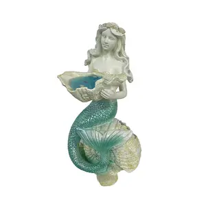 Solar Mermaid Statue Garden Decor Resin Outdoor Light with Color Changing Teal Mermaid Sculpture for Whimsical Nighttime Display [1.13]