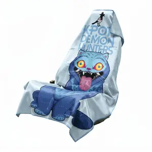 Derpy Blue Cartoon Tiger Car Seat Cover Towel, Cute Monster Style Auto Seat Protector, Universal Interior Seat Wrap, Soft Breathable Vehicle Accessory, Easy Install Washable Car Seat Cover for Daily Driving and Road Trips