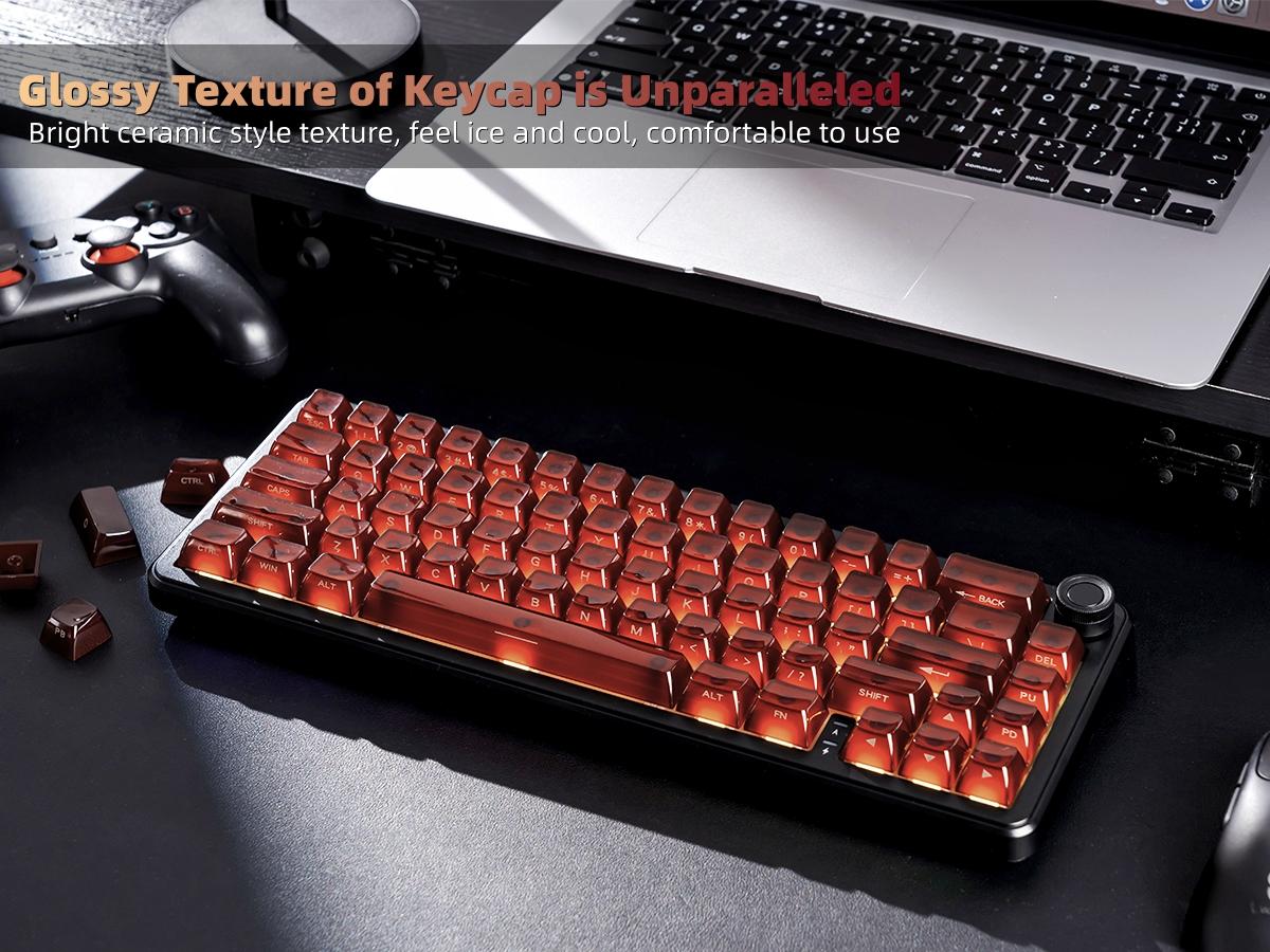 Womier Cute Jelly Keycaps , Transparent Clear Custom Key Cap Set for All US Layout Cherry MX, Mechanical Keyboards