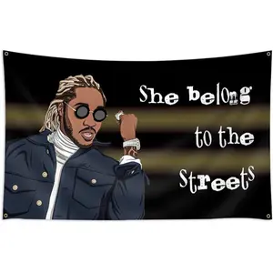 She Belongs To The Streets Flag Banner 3x5Ft Multicolor Ornaments for College Dorm Room Man Cave Frat Wall Outdoor Decor