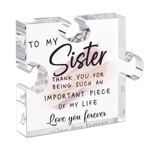 Unique "A Piece of My Heart" Acrylic Puzzle Plaque - Emotional Sister Gifts from Sister Brother - Birthday, Christmas, Graduation Keepsake Decor