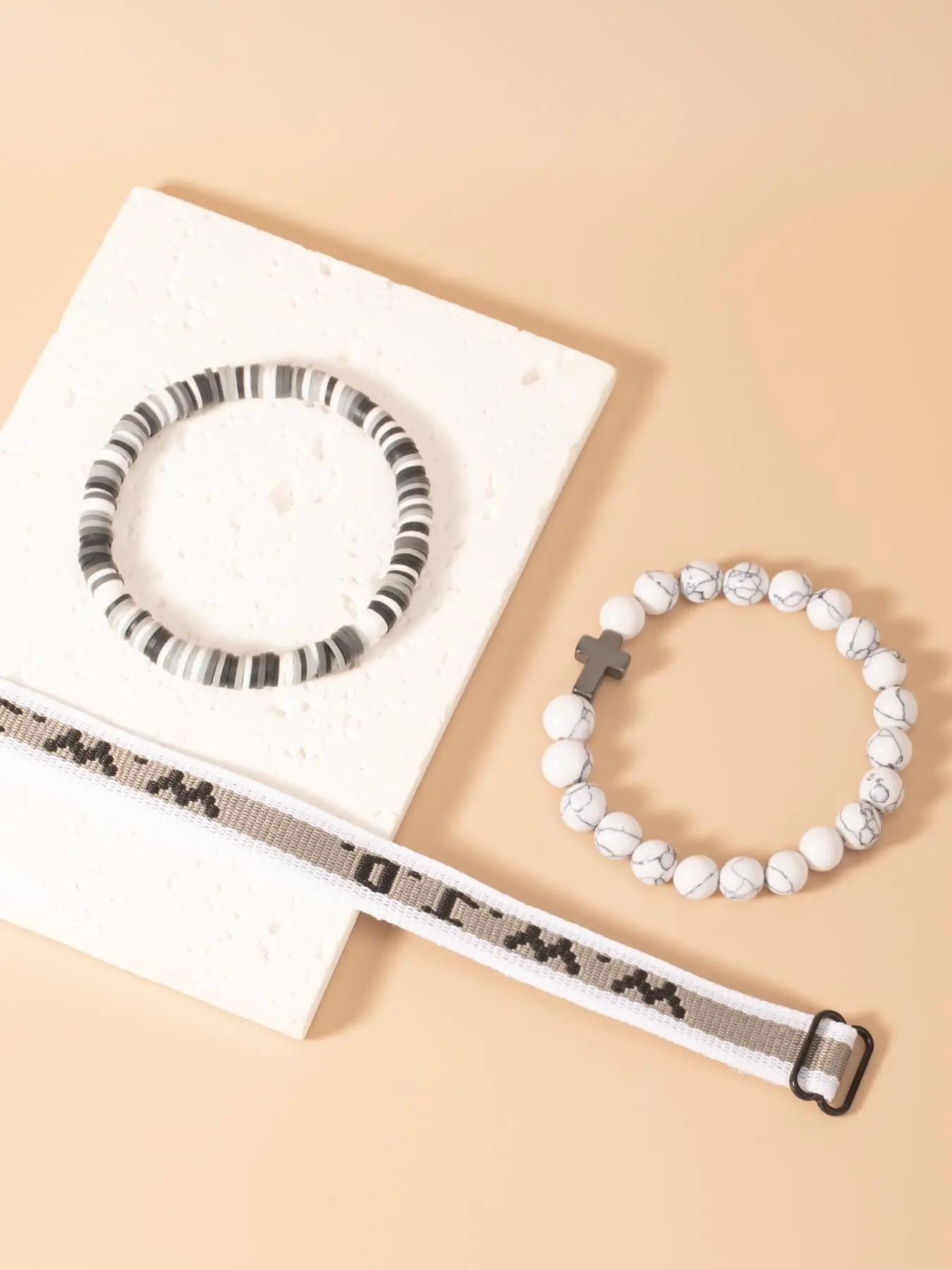 WWJD Beaded Bracelet, Fashionable Cross Charm Decor Bracelet for Women & Men, Trendy All-match & Exquisite Jewelry for Birthday Gift WWJD Beaded Bracelet, Fashionable Cross Charm Decor Bracelet for Women & Men, Trendy All-match & Exquisite Jewelry for Birthday Gift