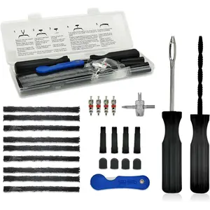 Tubeless Tire Repair Kits 26pcs Compact Tire Puncture Repair Kit, Tire Repair Tools and Repair Plugs for Cars Motorcycles