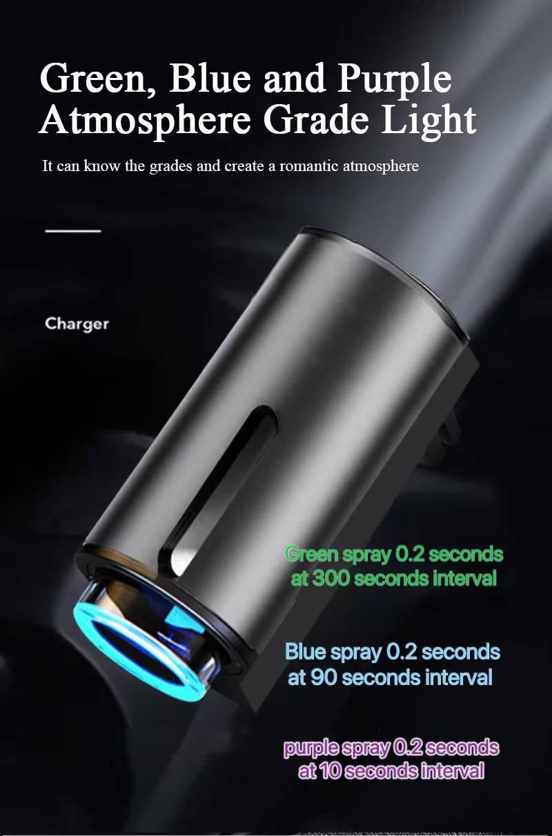 Smart Car Air Freshener, Diffuser, Comes with with Airconditioning Vent Clips And 3pcs Essential Oils, Rechargeable Design, USB Charging, Longlasting Freshness (Gray)