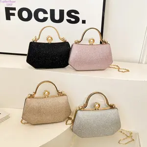 2026 New Rhinestone Glitter Evening Box Bag for Women, Elegant Pearl Chain Crossbody Clutch, Shiny Stylish Party Handbag, Versatile Luxury Design Perfect for Weddings, Banquets, Parties, Dating & Formal Occasions