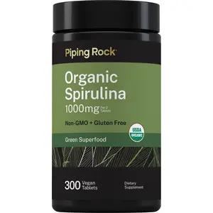 Piping Rock Organic Spirulina | 1000mg | 300 Tablets | Arthrospira Platensis | Vegetarian, Non-GMO, Gluten Free Supplement