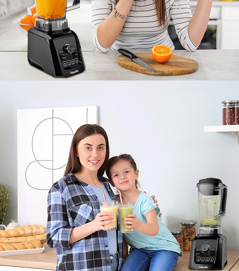 Pukomc Professional 1200W Blender &ndash; 9 Speed Settings + Pulse &ndash; Ice Crushing, Smoothies, Juicing &ndash; 65oz Capacity