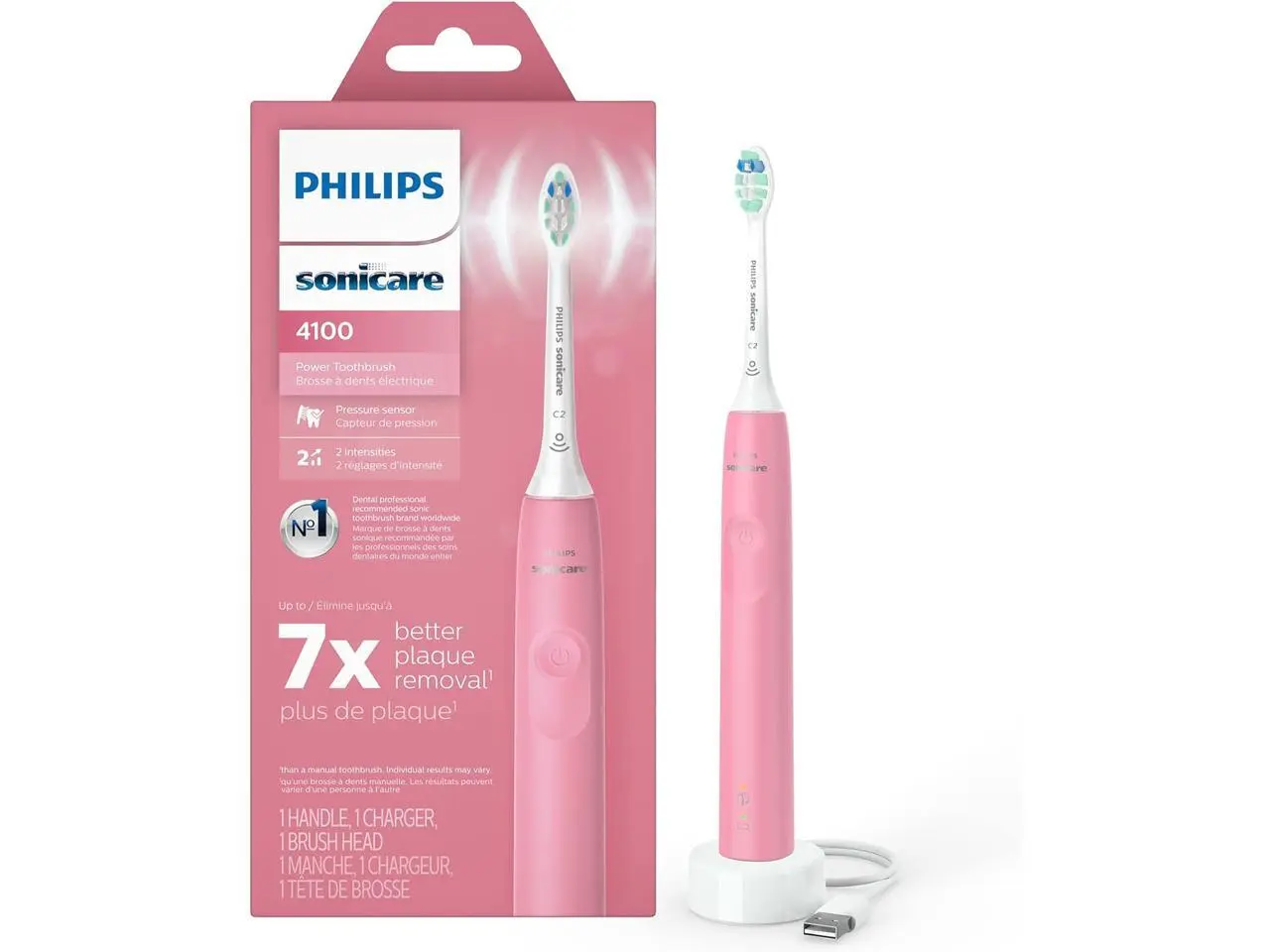 Philips Sonicare 4100 Power Toothbrush, Rechargeable Electric Toothbrush with Pressure Sensor, Deep Pink (HX3681/26) Philips Sonicare 4100 Power Toothbrush, Rechargeable Electric Toothbrush with Pressure Sensor, Deep Pink (HX3681/26)