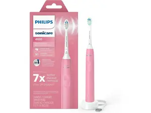 Philips Sonicare 4100 Power Toothbrush, Rechargeable Electric Toothbrush with Pressure Sensor, Deep Pink (HX3681/26)