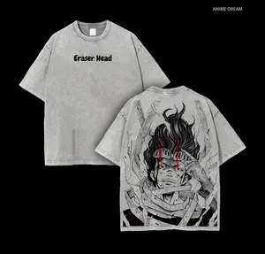 Shota Aizawa My Hero Academia Anime Double Printed Vintage Washed Tee Unisex Oversize Anime Manga Washed Heavyweight Cotton T-shirt