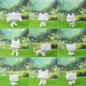 Custom 1 Pcs Mini Pet Shop White Base,Custom DIY Collie Dachshund Great Dane Cocker Spaniel Labby Cat Sitting Cat Husky  White Mold Blank Base Animals Figurine Toys