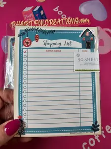Christmas Shopping List Notepad – 50 Sheets | Holiday List Pad | Handmade Winter Notepad for Gifts & Groceries