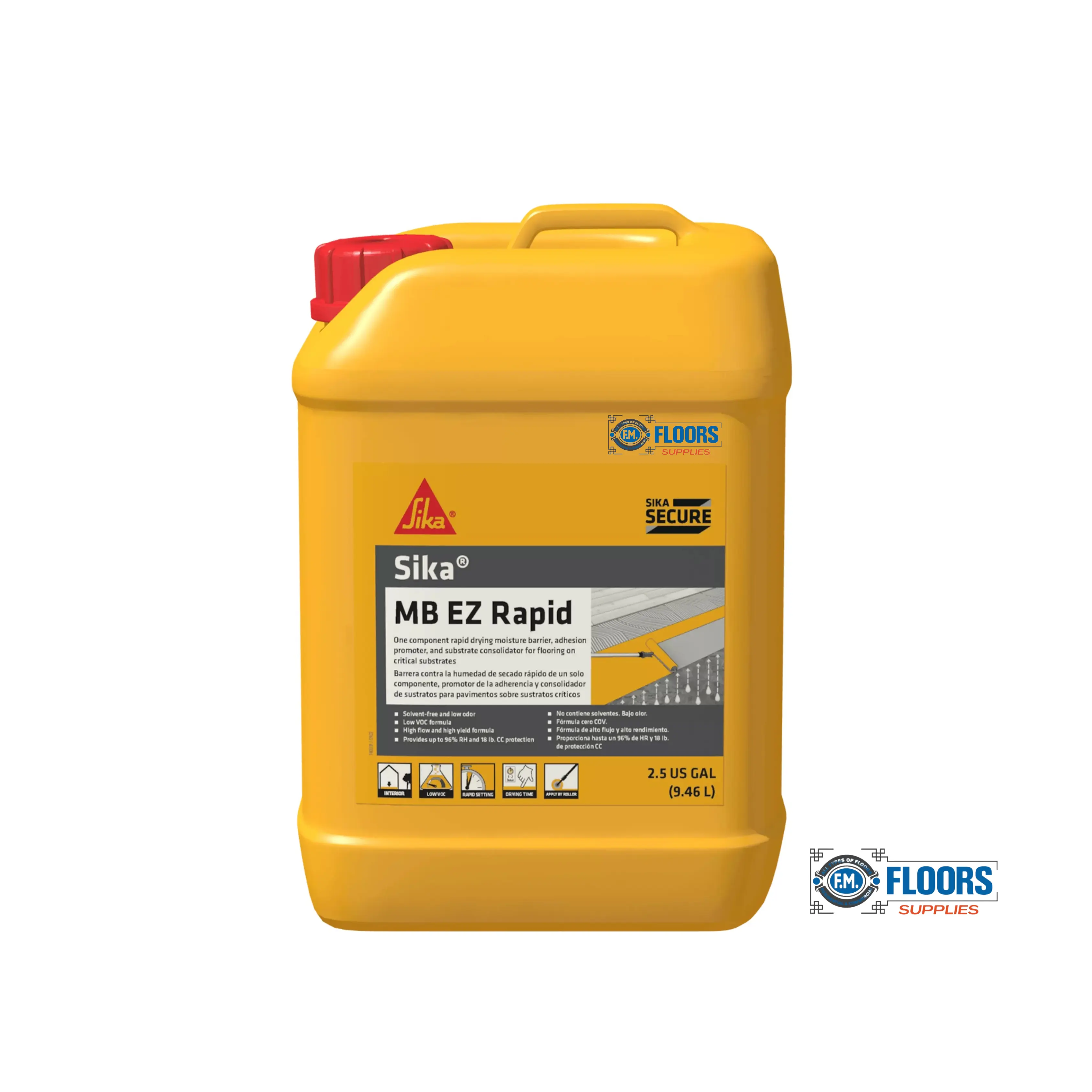 Sika MB EZ Rapid-Drying Liquid Moisture Barrier & Adhesive Primer - Single-Coat System for Concrete Subfloors, SPC/Vinyl/Wood Flooring Installations, Contractors, Reduces Moisture Vapor Emissions, Ideal Bonding Surface
