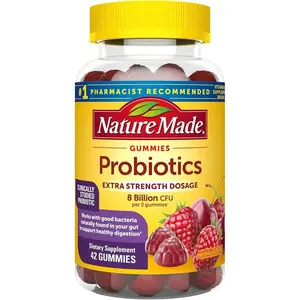 Nature Made Probiotics Extra Strength Dosage, Probiotics for Women and Men 8 Billion CFU per 2 Gummies, 42 Probiotic Gummies, 21 Day Supply