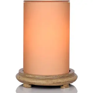 Pink Zebra - Candleglow Simmering Light With Wood Grain Base