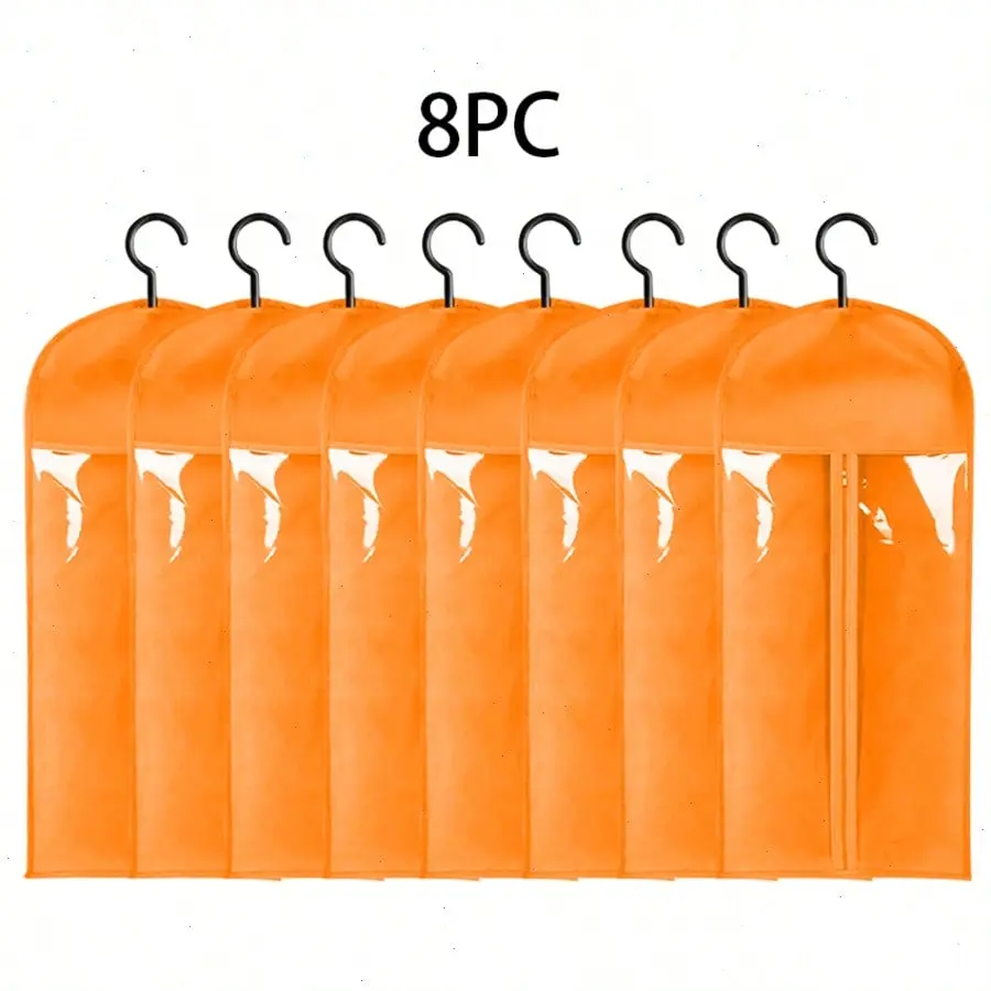 Falote New Arrival Orange Dustproof Hanging Bags with Hangers, 6/8PCS Hair Extensions & Wigs Accessories