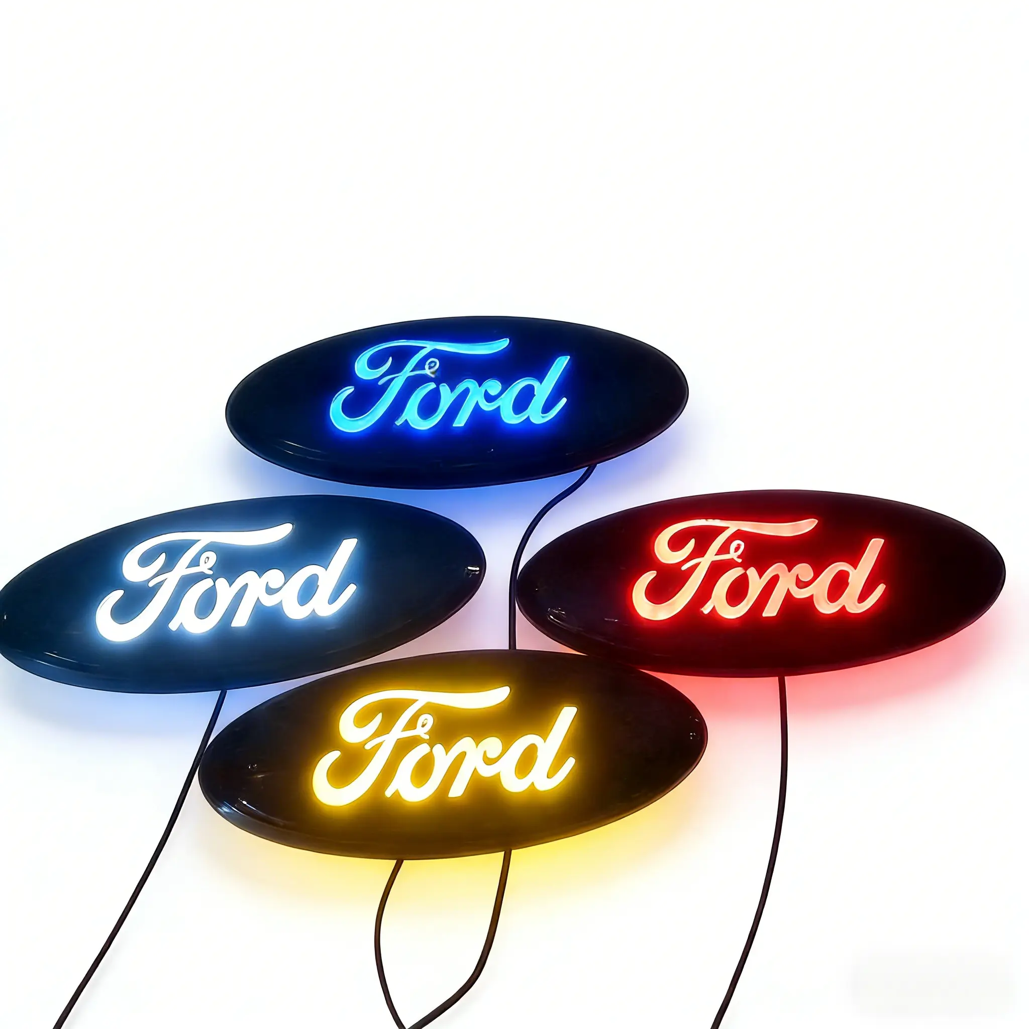 Ford-Compatible Multicolor Luminous LED Grille Emblem Lights - ABS Plastic LED Lighting Car Exterior Decor, Aesthetic Boost Lighted Emblem Car Stickers