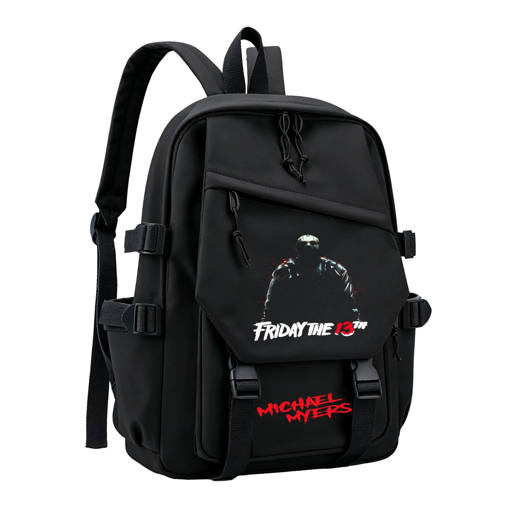 Michael Myers Graphic Backpack for Girls, Y2K Pink and Black School Bookbag with Keychain, Waterproof Travel Laptop Bag for Teens College d-14