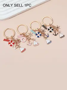 Creative Cartoon Ship Anchor Keychain, Alloy Material, Nautical Adventure Theme, Perfect Gift for Family, Cute Style