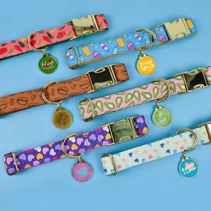 Patterned Dog Collar - Adjustable Pet Necklace for Small & Large Breeds, Trendy Colorful Design, Spring & Summer Wedding Accessory for Female Dogs