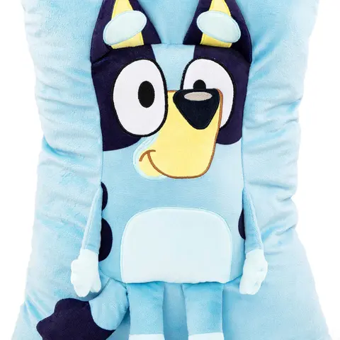 Jay Franco Bluey 3D Soft Plush Snuggle Pillow - Cartoon Character Pattern Standard Pillow for Kids’ Rooms, Home Decor, Modern Home Decor, Decorations for Room, Spot Clean Compatible