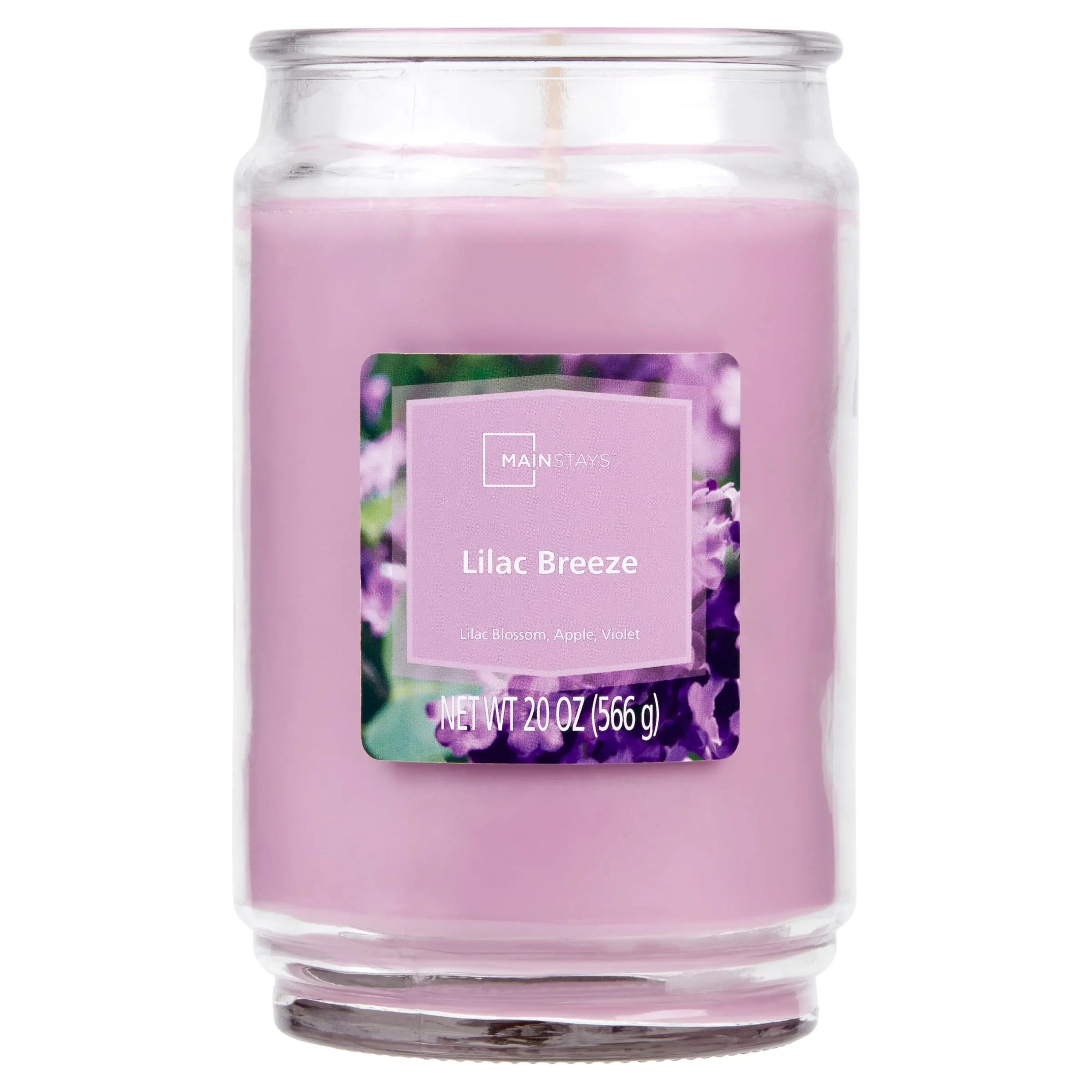 Mainstays Lilac Breeze Single-Wick Glass Jar Candle, 20 oz.