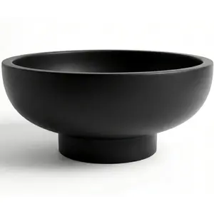 Concrete Black Decorative Bowl for Home Decor - Black Fruit Bowl - Modern Pedestal Coffee Table Bowl for Entryway Table