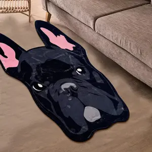 1 Piece Cute French Bulldog Rug - Pink Eared, Soft & Anti-Slip Design, Pet-Friendly Carpet Pad, Suitable for Bathroom, Bedroom, Entryway & More, Multiple Sizes Available