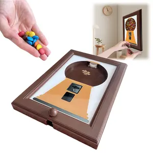 1 piece of interesting coffee color picture frame wall mounted candy dispenser, picture frame shaped candy twister, interesting home decoration, convenient and quick to dispense candy, nuts, Christmas gift for children