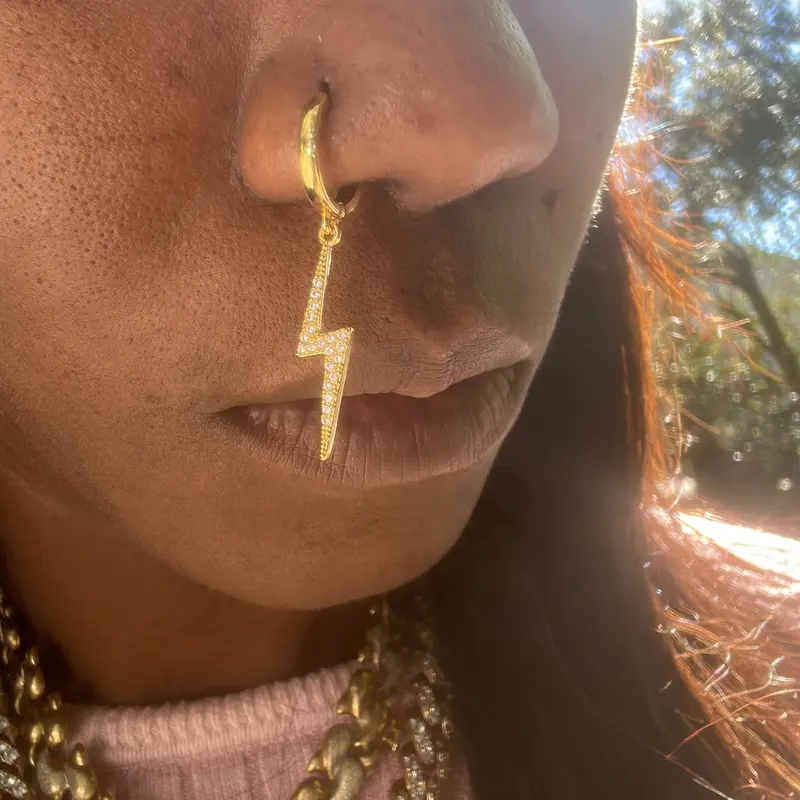 Lightning Bolt Nose Art Piercing Jewelry with Bold Statement