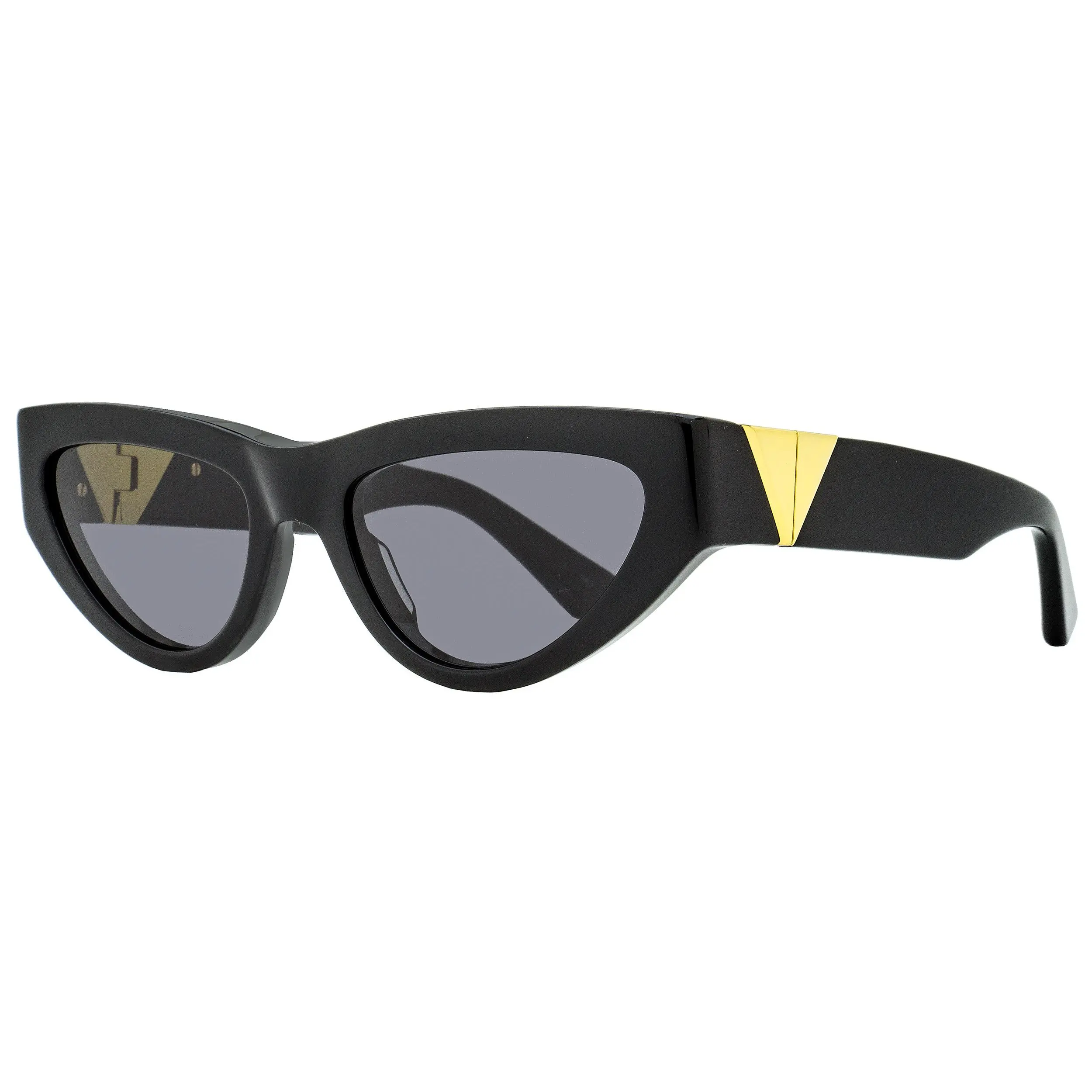 BOTTEGA VENETA Cat-Eye Sunglasses for Women, Stylish Statement Acetate Frame in Black and Gold, 100% UV Protection, BV1176S 001, 55mm, Stylish Accessories, Statement Frame Glasses, Black/Gold, Fashionable, Female, High Attention To Detail, Uv Lens, Impecc