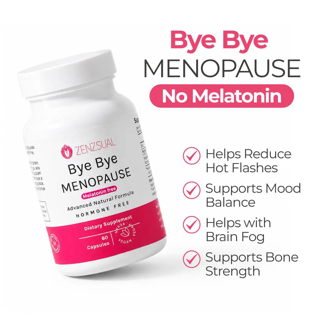 ZENZSUAL Bye Bye Menopause No Melatonin Hormone-Free Menopause Support for Women 40+ Plant Base Supplement Helps Reduce Hot Flashes Mood Balance - Healthcare, Fitness Sleep Aid Antioxidant