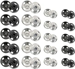 Sewing Snaps,120 Sets 8 mm and 10 mm,Black and , Sew-on Snap Buttons Metal Snaps Fasteners Press Studs Buttons for Sewing