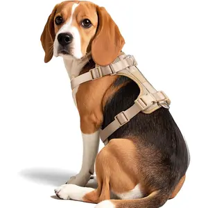 Dog Harness Medium Sized, Pet Vest with Front Clip, Adjustable Puppy Harness with 3 Fast Release Buckles Easy to Put on & Take Off (Sand Color, M)