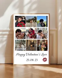Valentine Poster Template Romantic Couple Photo Print, Personalized Valentine’s Day Gift for Boyfriend or Girlfriend, Stylish Couples Wall Art & Love Keepsake Decor