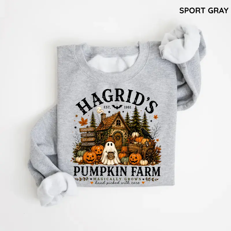 Hagrid Pumpkin Farm Sweatshirt, Wizard Pumpkin Patch Crewneck, Cozy Halloween Sweater, Fall Cottagecore Pullover, Spooky Season Gift