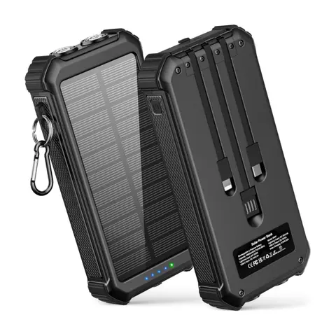 GOODaaa 45800mAh Solar Power Bank Charger - ABS Material, USB-C In/Out, QC3.0 Fast Charge, 5V3.1A Output, Multiple Charging Options, Dual LEDs for Emergency Situations, Lightweight for Travel, Rechargeable Smartphone Accessory