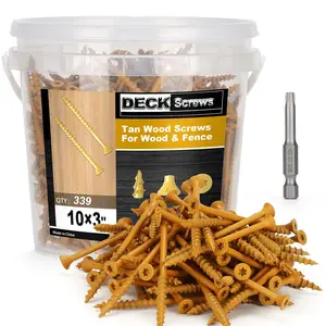Deck Screws # 10 x 3’’, T25 Star Torx Drive Flat Head Wood Screws, Tan, 5lb