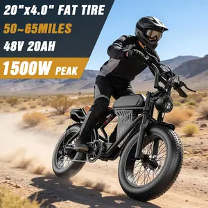 PikaBike Electric Bike, Peak Power 1500W, Full Suspension, Top Speed 30 MPH, Range 50-65 Miles, 48V 20Ah Removable Battery,2-SeaterDesign, LED Headlights, 20-Inch All-Terrain FatTires, UL 2849 Certified. Ebike Electric Motorcycle