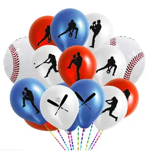 50Pcs Baseball Party Latex Balloons And Foil Balloons - Sports Game/Graduation/Baseball Birthday Party Decorations Supplies Favors