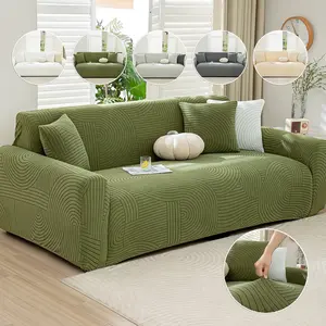 Nordic Minimalist Geometric Curve Sofa Cover, Modern Abstract Living Room Couch Protector, Stretchy Washable Furniture Cover