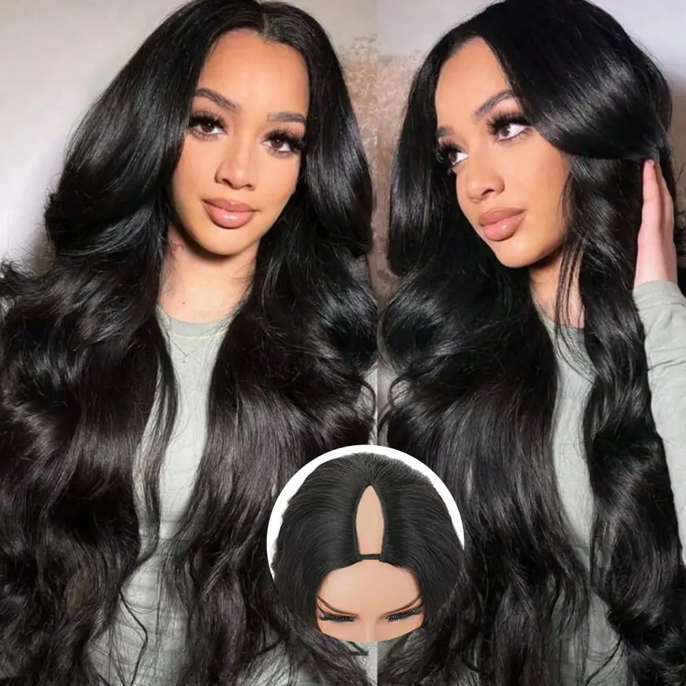 [V Part Wig] Bling Hair Body Wave Human Hair V Part Drawstring Glueless Wig 180 Density Brazilian Hair Glueless Ready To Wear Upgrade Wig for Women Beginner Friendly