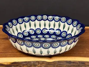 Oval Casserole, Fluted Edge - Peacock