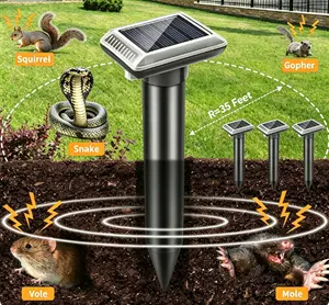 Solar Mole Repellent 4 Pack, Ultrasonic Gopher Vole Repellent for Yard，Pieces,for The Expulsion of Moles, Gophers and Voles From Gardens and Green Areas