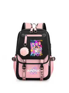 1pc  Women's backpack with color blocking and contrasting buckle, kpop girl group print, fashionable and versatile, casual and simple, suitable for students to go to school, campus, work, commuting, shopping, women's backpack, Trendy backpack